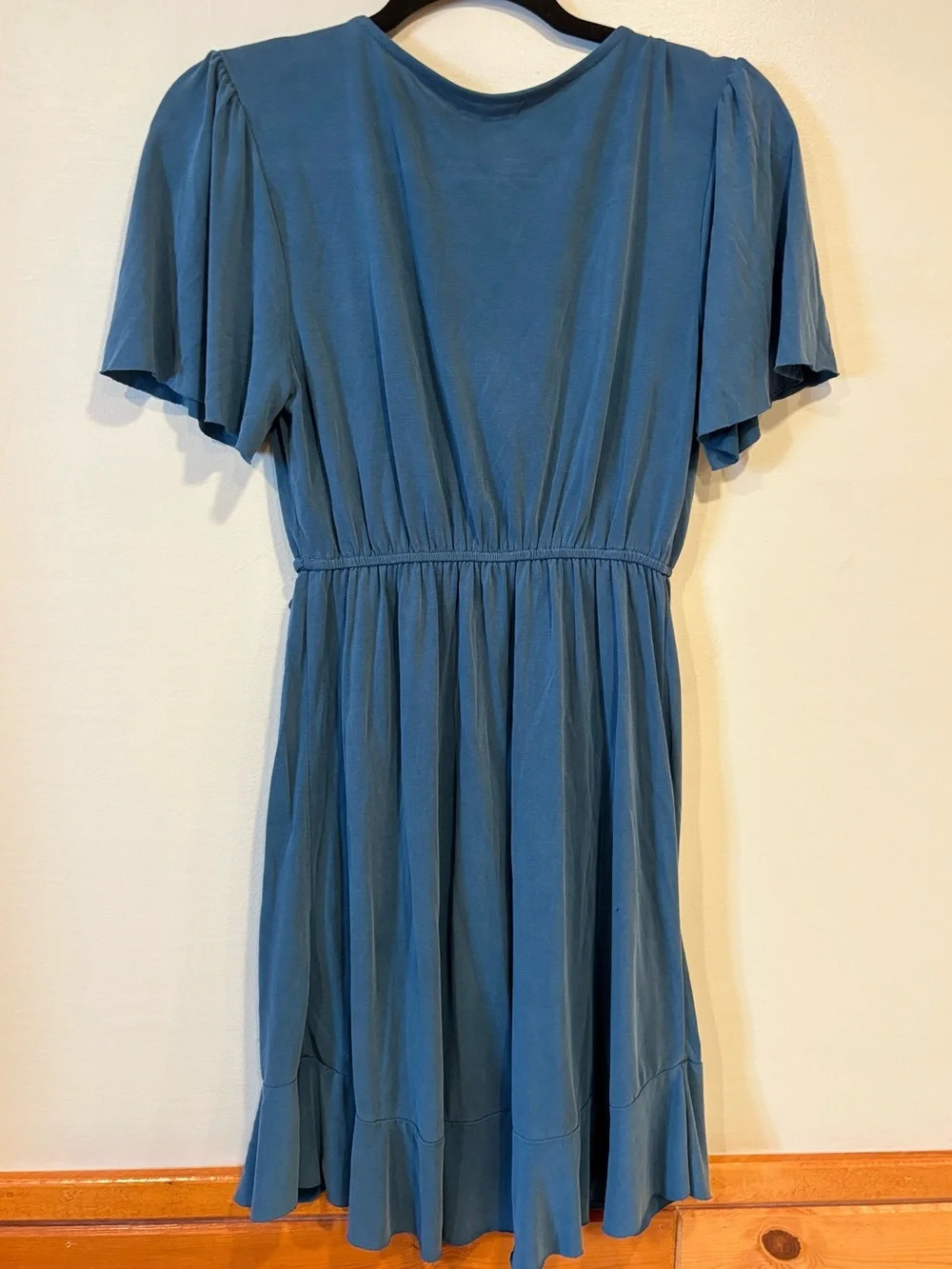 Francesca's Collection Ayla Blue Ruffle Wrap Mini Flutter Dress Women's Small